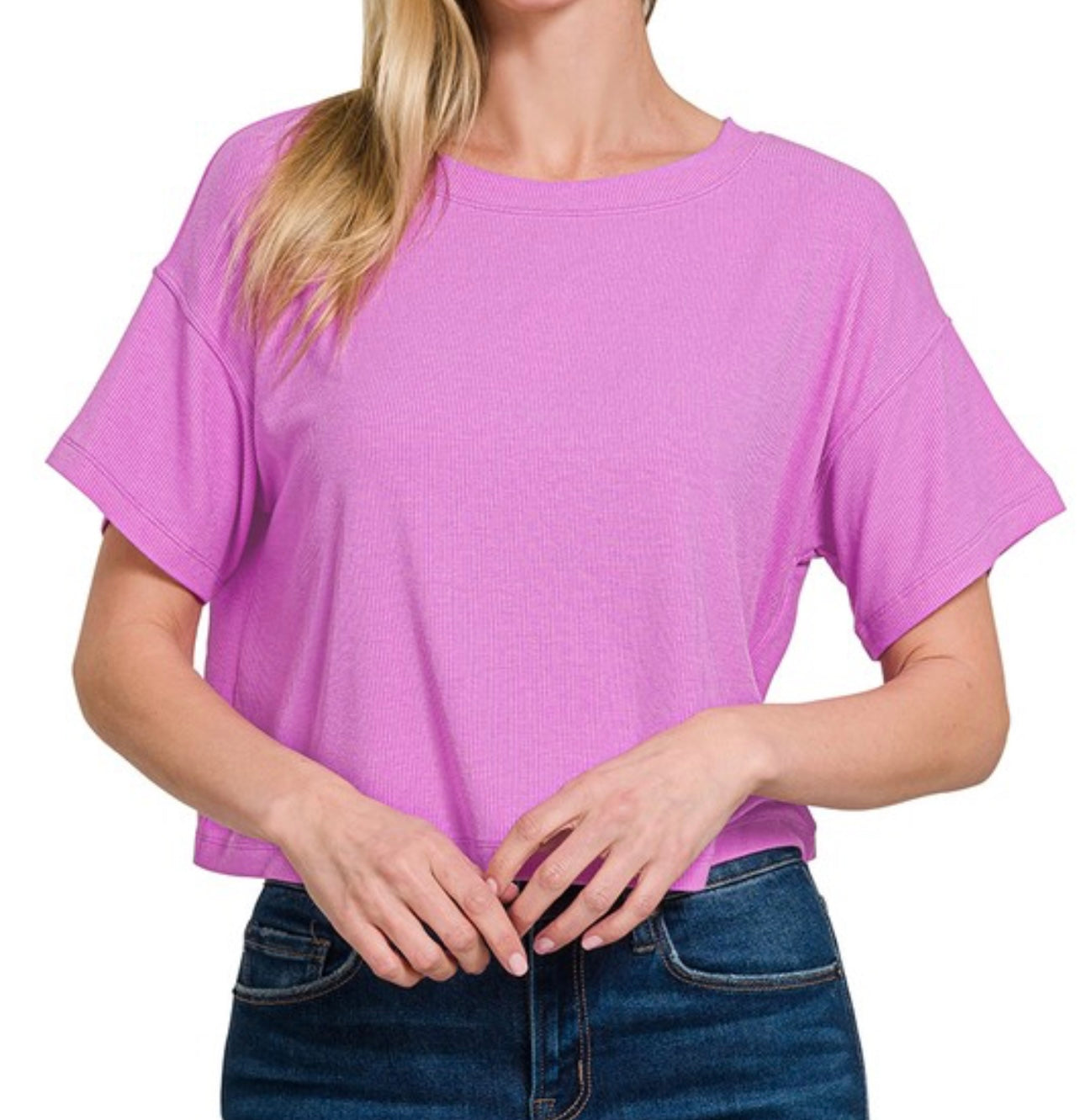 Cropped Ribbed Box Tee