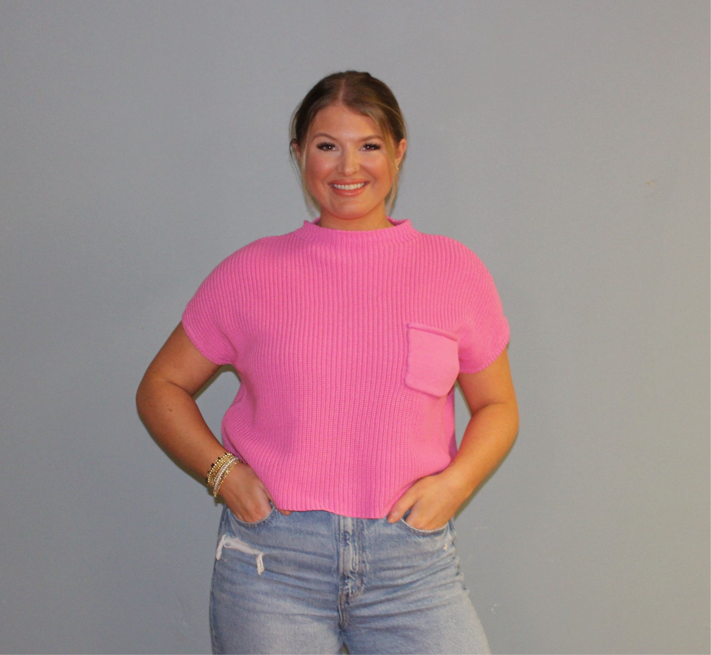 Pink Mock Neck Sweater