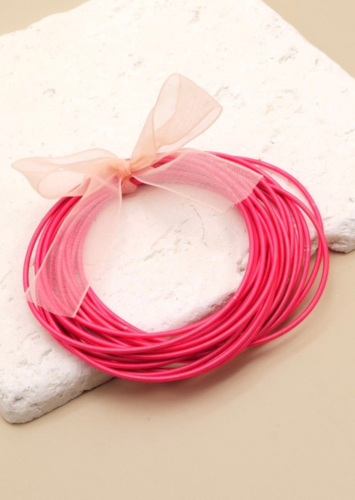 Thin Guitar String Bangles — Hot Pink