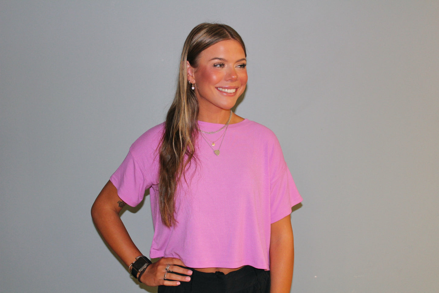 Cropped Ribbed Box Tee
