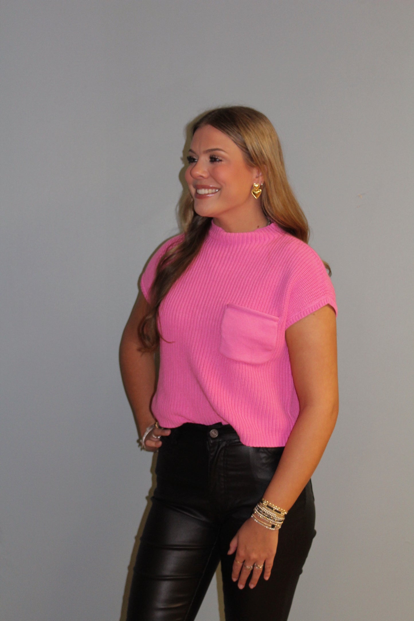 Pink Mock Neck Sweater