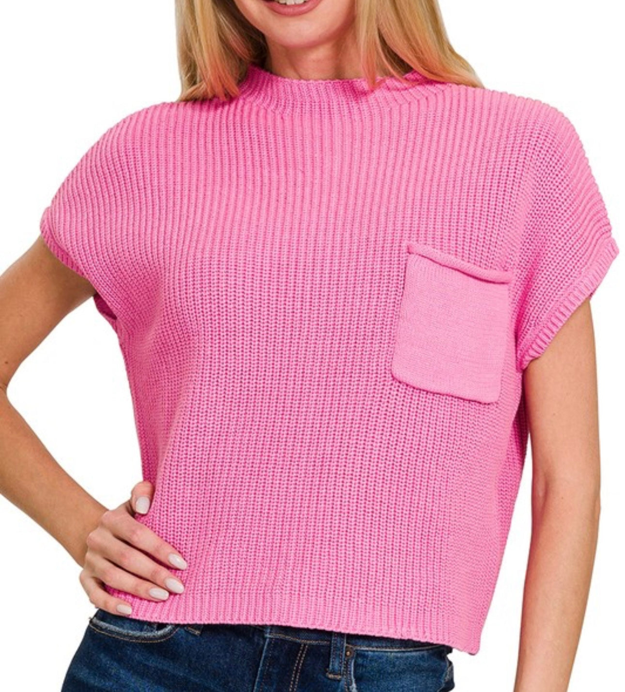 Pink Mock Neck Sweater