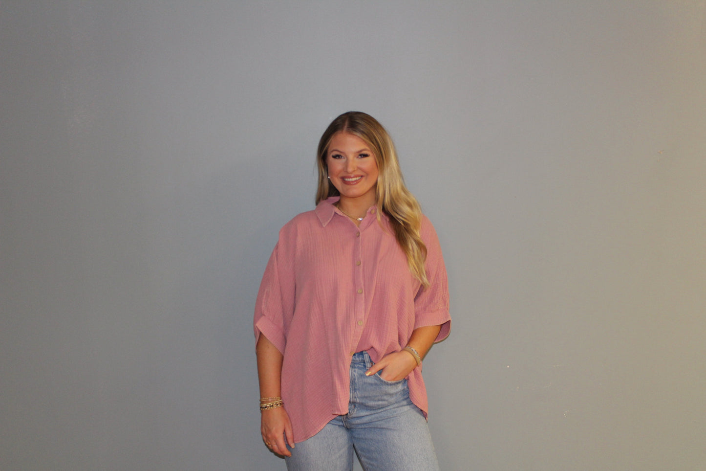 Mauve Linen Button Down