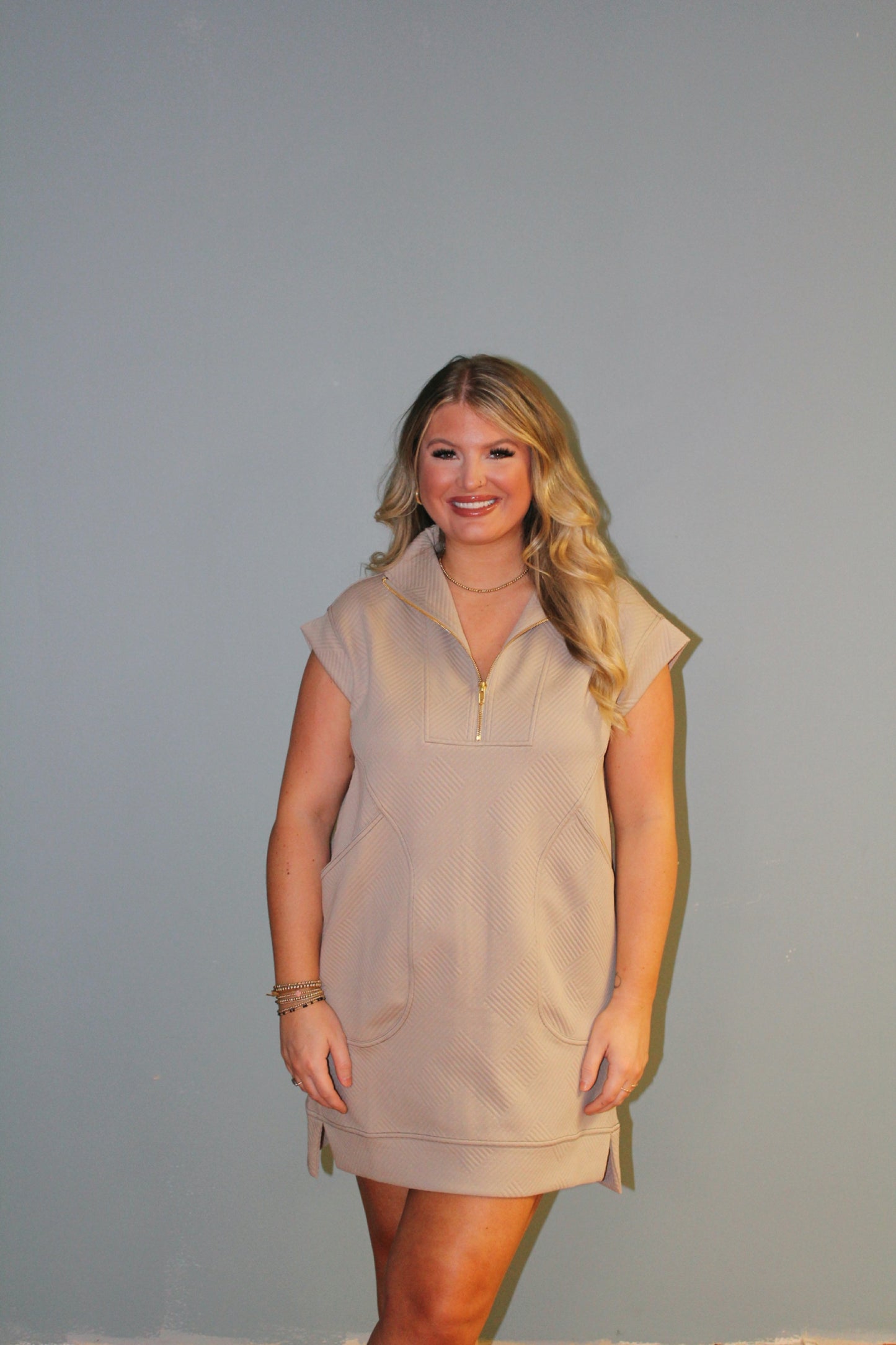 Textured Quarter Zip Dress