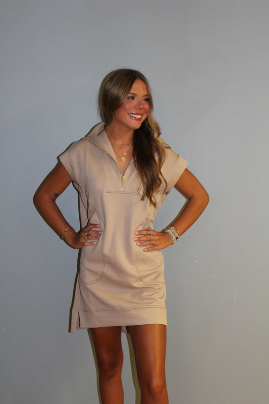 Textured Quarter Zip Dress