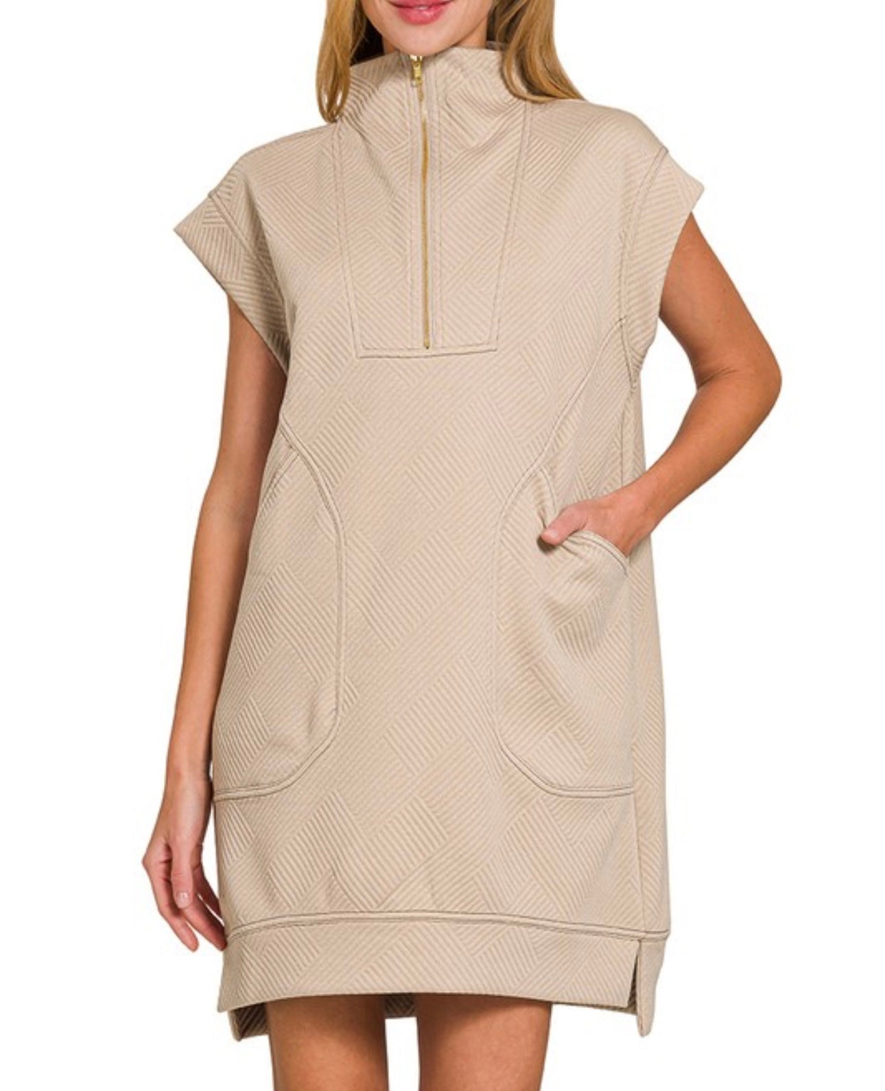 Textured Quarter Zip Dress