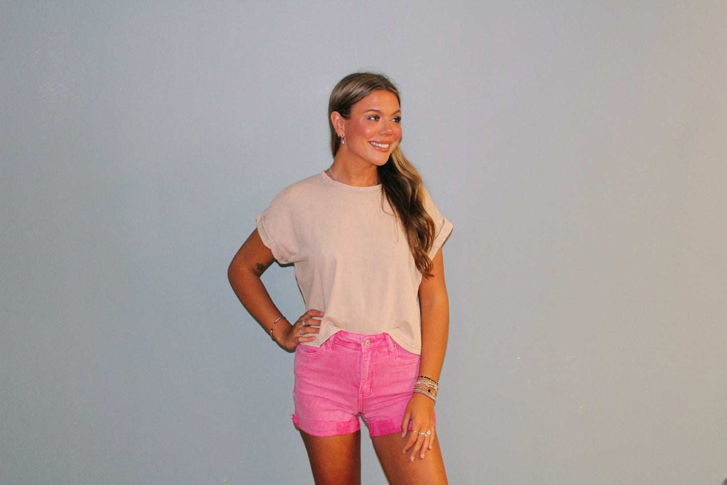 Hot Pink Cuffed Shorts