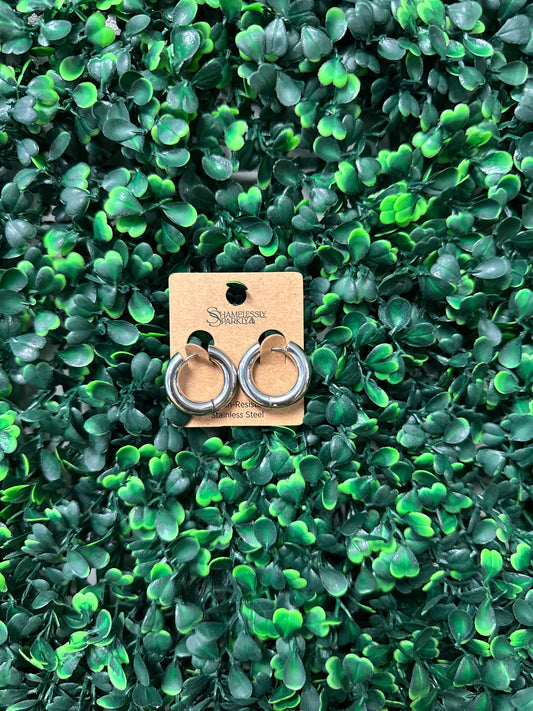 Stainless Steel Silver Hoops
