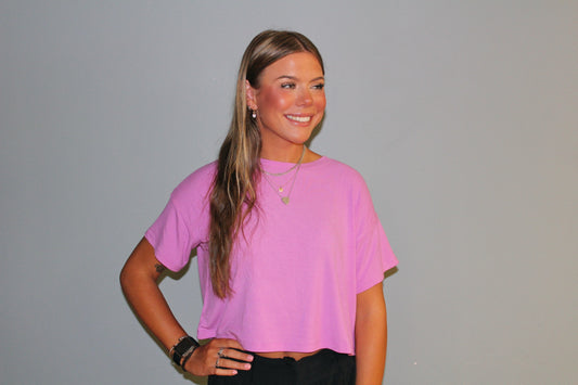 Cropped Ribbed Box Tee