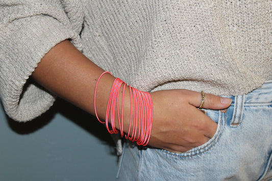 Thin Guitar String Bangles — Hot Pink