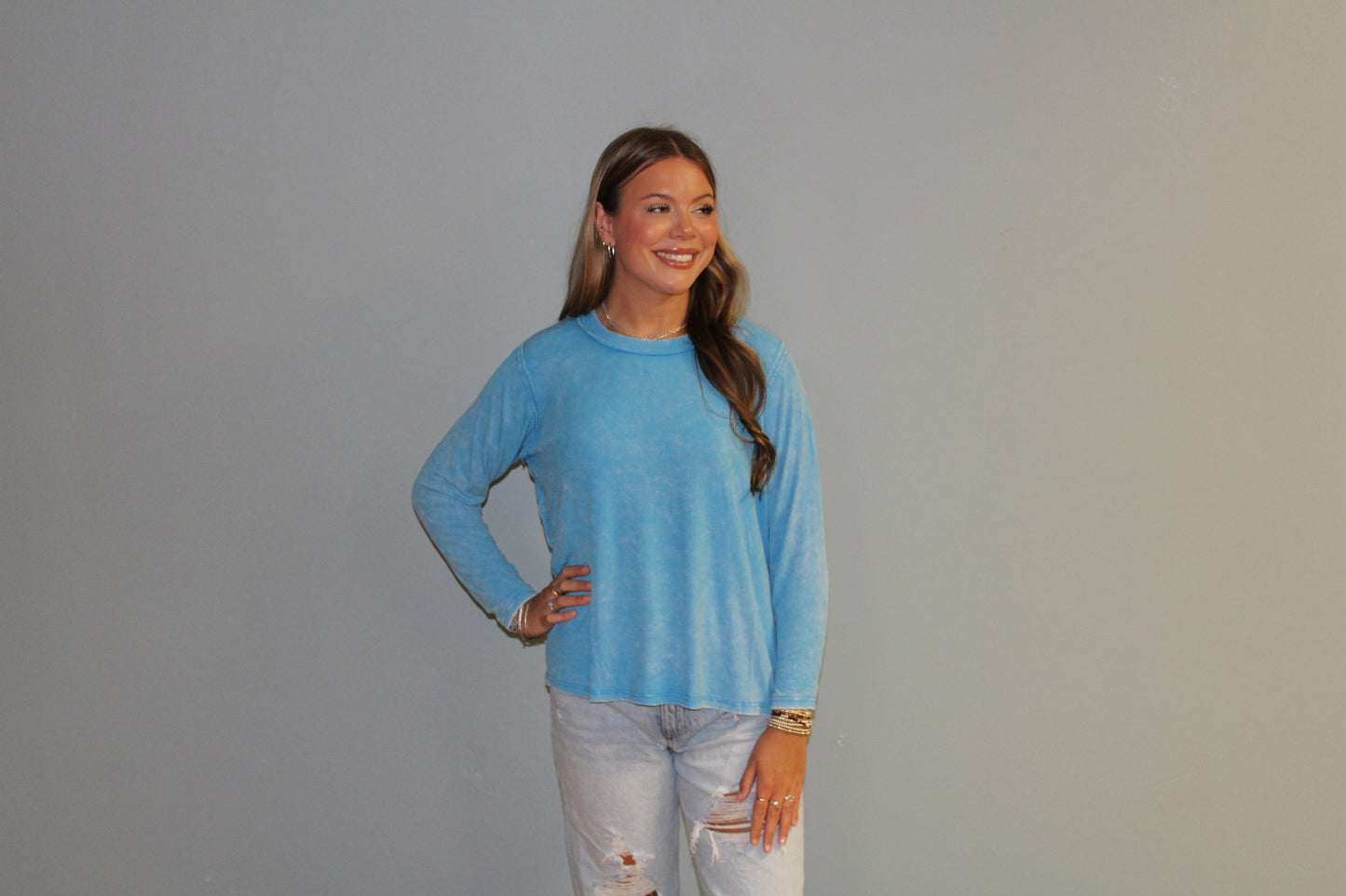 Blue Acid Wash Long Sleeve