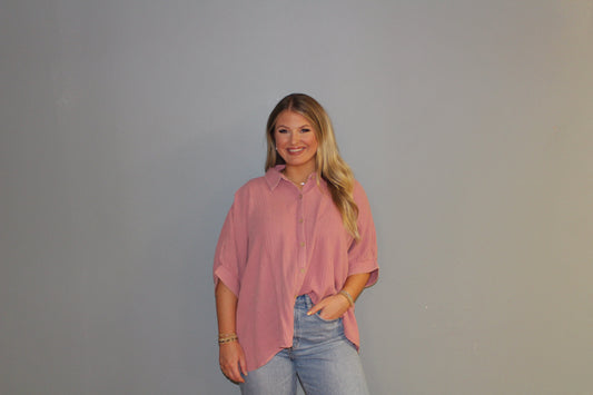 Mauve Linen Button Down